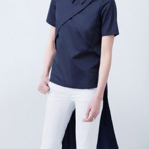 Asymmetric V Neck Casual Short Sleeve H-line Blouse