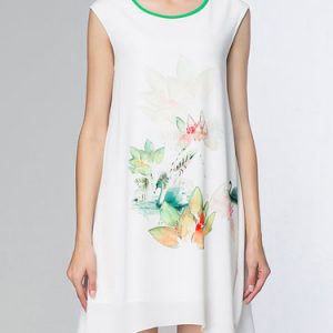 Asymmetrical Crew Neck Floral Sleeveless Casual Midi Dress