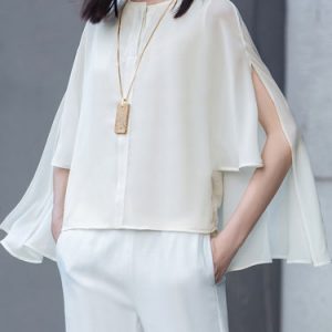 Asymmetrical Crew Neck Solid Simple Blouse