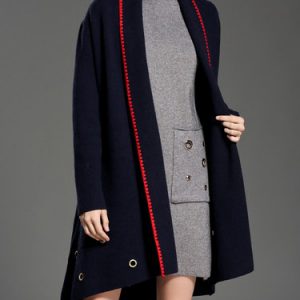 Asymmetrical Simple Long Sleeve Plain Coat