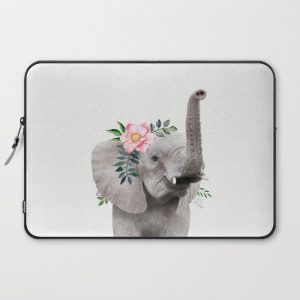 Baby Elephant with Flower Crown Computer Cover by Amy Peterson Art Studio - Laptop Sleeve - 15"