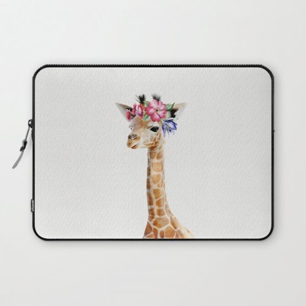 Baby Giraffe with Flower Crown Computer Cover by Amy Peterson Art Studio - Laptop Sleeve - 13"