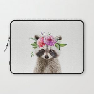 Baby Raccoon with Flower Crown Computer Cover by Amy Peterson Art Studio - Laptop Sleeve - 13"