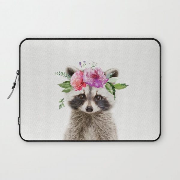 Baby Raccoon with Flower Crown Computer Cover by Amy Peterson Art Studio - Laptop Sleeve - 13"