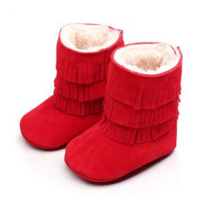 Baby Tassel Warm Fur Pure Color Soft Sole Boots