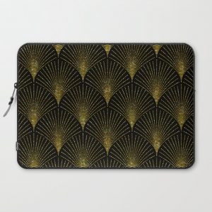 Back and gold art-deco geometric pattern Computer Cover by ArtOnWear - Laptop Sleeve - 15"