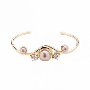 Balancing Style Vintage Alloy Bracelet Rhinestone Pink Pearl Bracelet