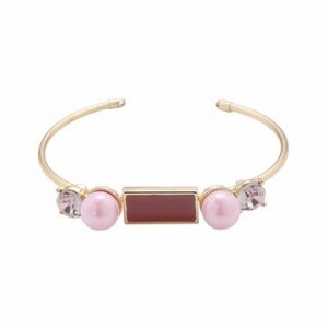 Balancing Style Vintage Alloy Bracelet Rhinestone Red Stone Pearl Alloy Bracelet