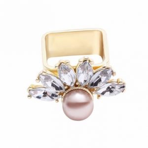 Balancing Style Vintage Ring Sector Rhinestone Pearl Square Ring