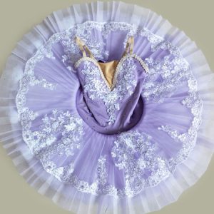 Ballet Dance Costume Kids Purple Beaded Applique Ballerina Tutu Dresses For Little Girls Halloween