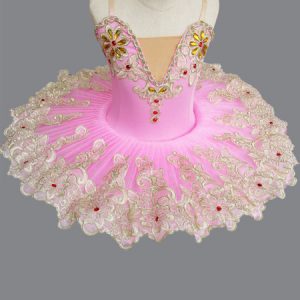 Ballet Dance Costume Pink Lace Embroidered Beaded Tutu Ballerina Dress