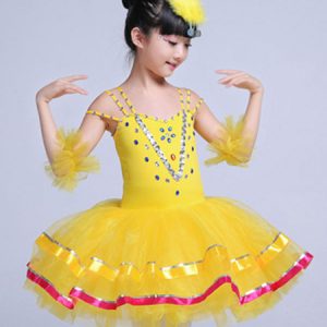 Ballet Dance Costume Yellow Sequin Beading Girls Tutu Ballerina Dress