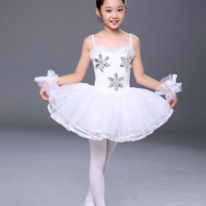 Ballet Dance Costumes 2020 White Strappy Rhinestones Beaded Slim Fit Tutu Dresses