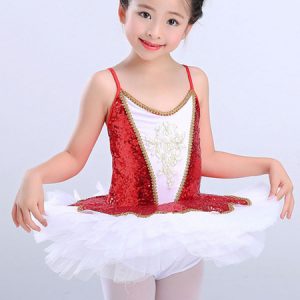 Ballet Dress Red Sequin Tutu Ballerina Dresses Girls Ballet Dance Costume