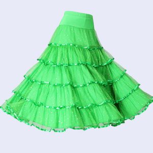 Ballroom Dance Costume Skirt Black Women Ruffles Training Dance Bottoms