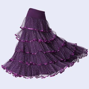 Ballroom Dance Costume Skirt Black Women Ruffles Training Dance Bottoms