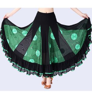 Ballroom Dance Costume Skirt Long Women Floral Dancing Bottoms