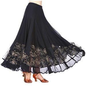 Ballroom Dance Costume Skirt Royal Blue Women Floral Training Dancing Bottoms