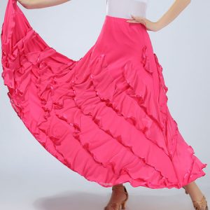 Ballroom Dance Costume Women's Red Performance Maxi Skirt