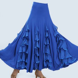 Ballroom Dance Costumes Layered Ruffle Long Skirt Women Dance Dress