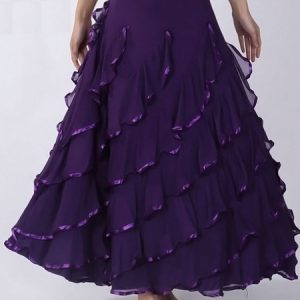 Ballroom Dance Costumes Ruffle Long Skirt Dancer Dance Dress For Women