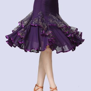 Ballroom Dance Costumes Tulle Long Skirt Flower Gilding Dance Dress For Women