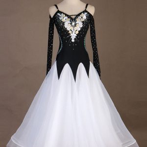 Ballroom Dance Costumes White Women Tulle Adjustable Straps Dress Bead Embroidered Dance Wear Halloween