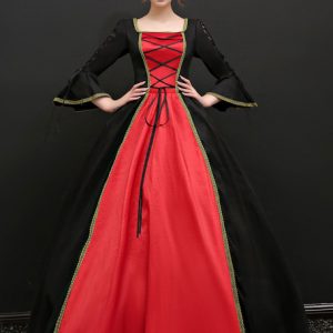 Baroque Halloween Costume Women's Vintage Black Dresses