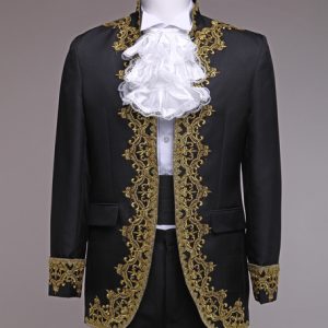 Baroque Prince Costume Black European Style Men's Vintage Royal Costume Outfit Halloween