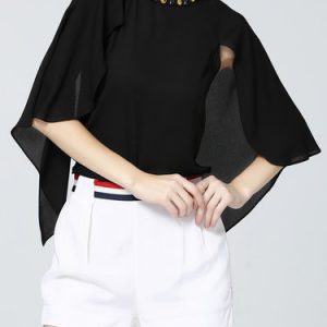 Batwing Beaded H-line Casual Blouse