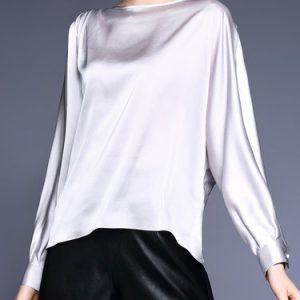 Batwing Casual Plain Folds Blouse