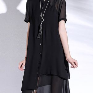 Batwing Two Piece Plain Asymmetric Casual Midi Dress