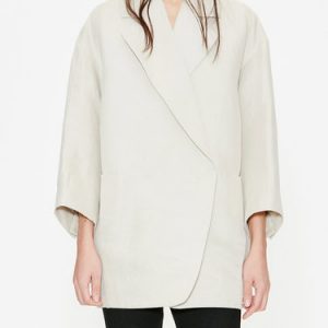 Beige Cotton-blend Simple Coat