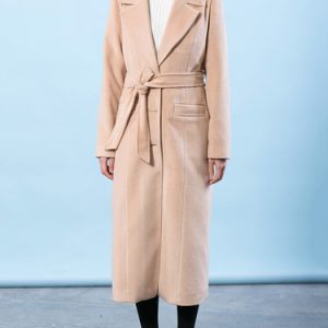 Beige Paneled Casual Wool Blend H-line Coat