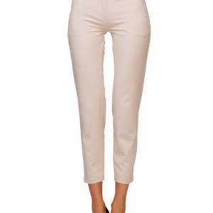 Beige Pockets Casual Cotton-blend Solid Skinny Leg Pants