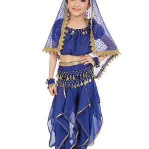 Belly Dance Costume Kids Yellow Chiffon Bollywood Indian Dancing Costumes