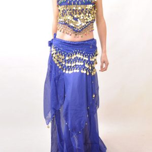 Belly Dance Costume Outfit Blue Sequined Chiffon Women's Bollywood Dance Set