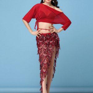 Belly Dance Costume Sequin Skirt Top Women Belly Dancing Wear Halloween