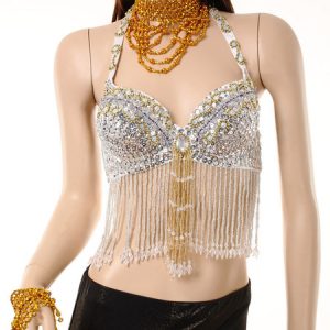 Belly Dance Costume Silver Bollywood Dance Bra for Women