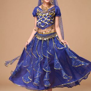 Belly Dance Costume Yellow Chiffon Sparkle Bollywood Dance Dress for Women