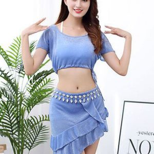 Belly Dance Costumes Baby Blue Ruffle Irregular Belly Dance Wear For Women Halloween