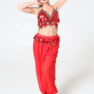 Belly Dance Costumes Belly Dancer Sequins Fringe Bra Pant Belly Dancing Wear For Women