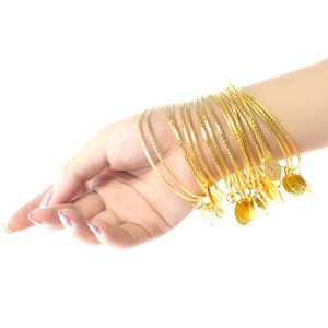 Belly Dance Costumes Bracelet Blond Metallic Embossed Women Performance Costume Accessory