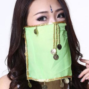 Belly Dance Face Veil Blue Voile Tassels Women's Belly Dancing Costume Accessories