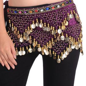 Belly Dance Hip Scarf Red Tiered Tassels Waist Chains Women's Belly Dance Costume Accessories