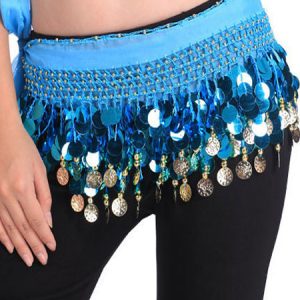 Belly Dancing Hip Scarf Blue Tiered Tassels Waist Chains Women's Belly Dance Costume Accessories