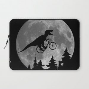 Biker t rex In Sky With Moon 80s Parody Computer Cover by mario's - Laptop Sleeve - 13"