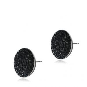 Black 925 Sterling Silver Round Shadow Eclipse Stud Earrings