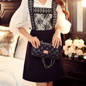 Black A-line Guipure Lace Square Neck Spaghetti Mini Dress