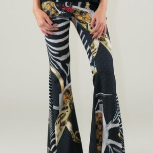 Black Abstract PrintedFlared Pants